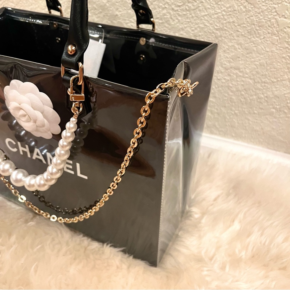 NWT Chanel Medium Shopping Bag Tote with PVC/TPU Cover and Crossbody Chain - Picture 5 of 10